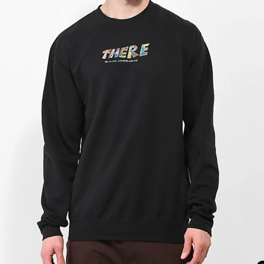 THERE Ruining Skateboarding Black Embroidered Crewneck Sweatshirt Men’s Size L
